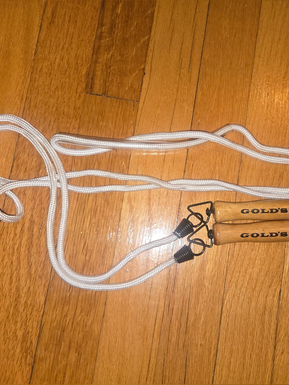 Gold's Gym White Jump Rope with Wooden Handles